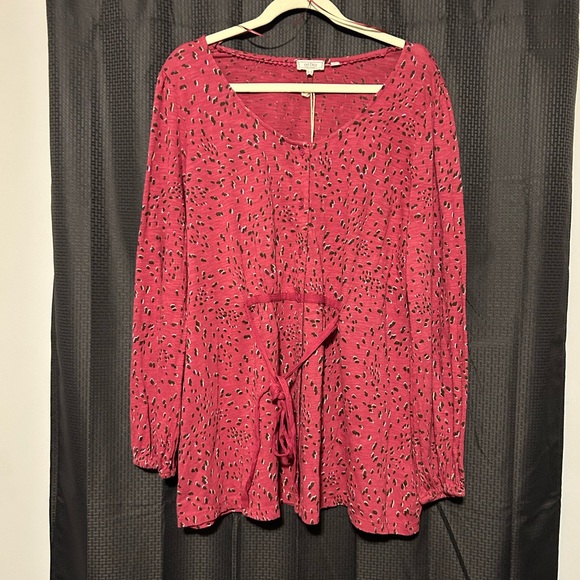 Fat Face Tops - NEW Fat Face Cheetah Print Tunic Top Red Size US 10 (M)